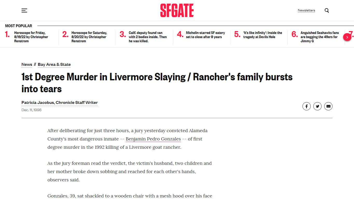 1st Degree Murder in Livermore Slaying / Rancher's family ... - SFGATE